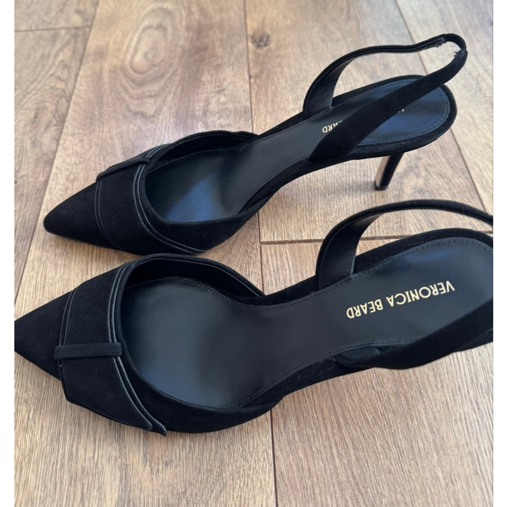 Women's Veronica Beard Black Suede Slingback Heels Size 8.5 - Picture 5 of 7